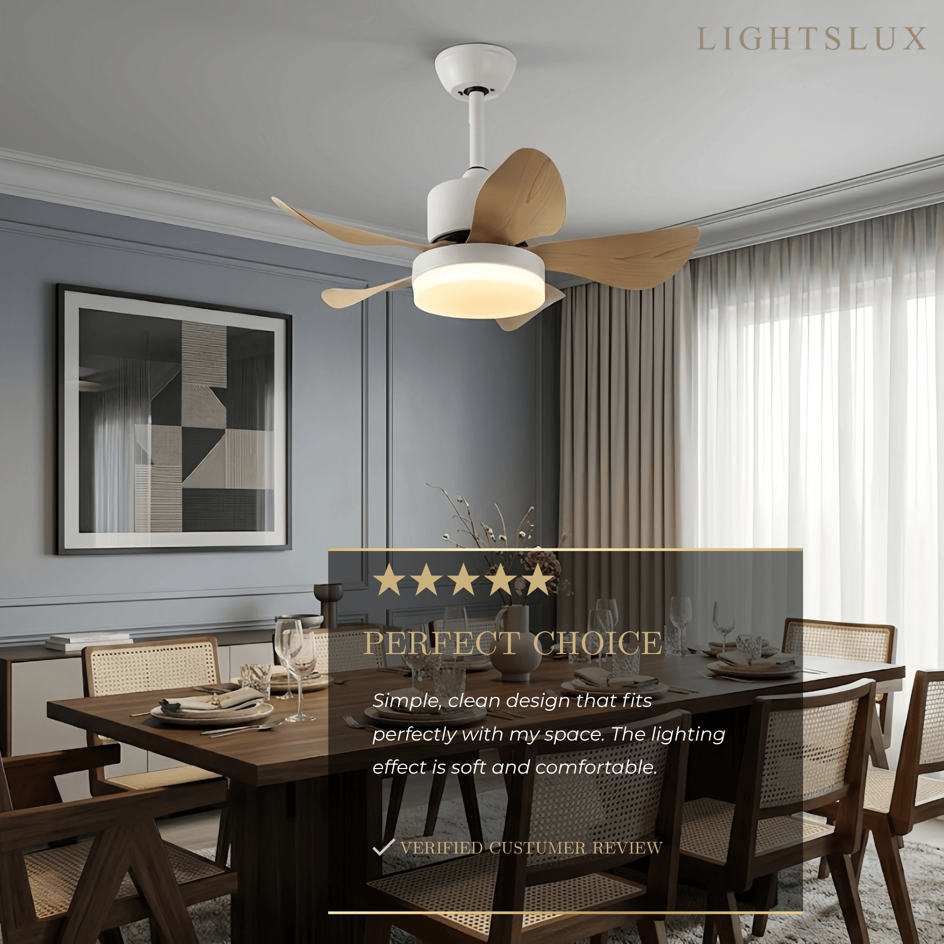 Zenno Minimalist Ceiling Fan Light