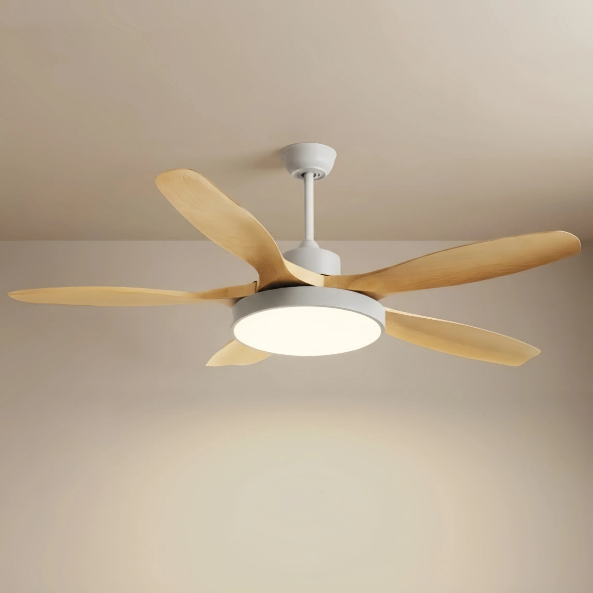 Vivara Scandinavian Large Ceiling Fan Light – Grey & White Imitated Oak for Living Room