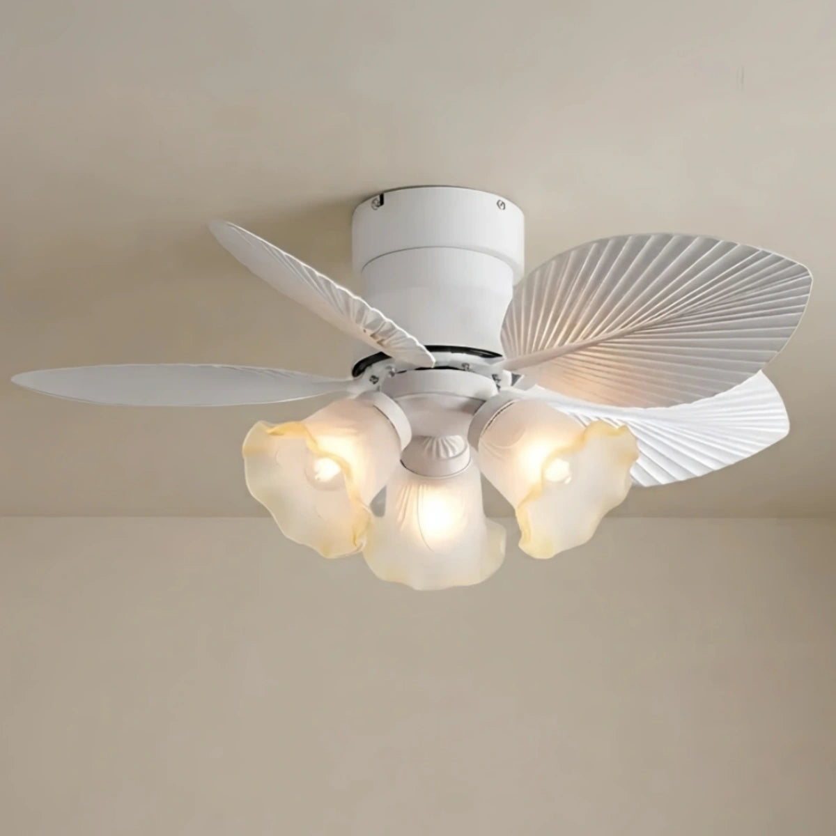 Vivara Modern Low Profile Ceiling Fan Light -- Fluted ABS Blades with Integrated LED for Living Room