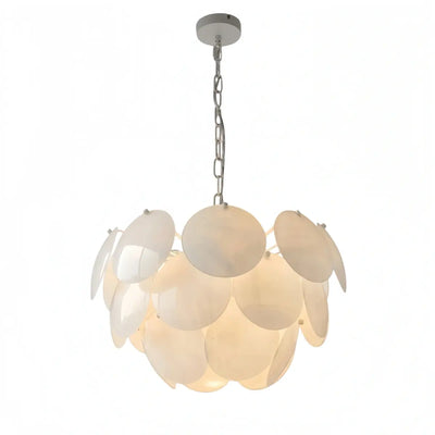 Modern Petal Glass Chandelier -- White Metal & Glass