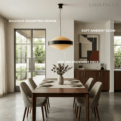 Geometric Tiered Pendant Light -- Metal White or Black