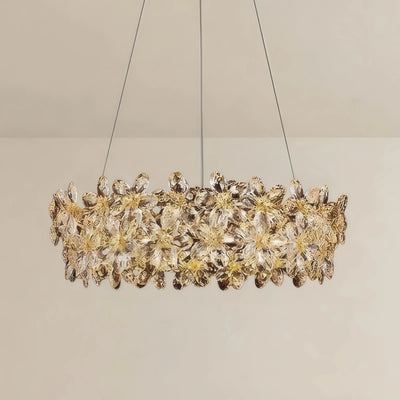Excelis Luxury Crystal Flower Chandelier – Clear Crystal for Living Room