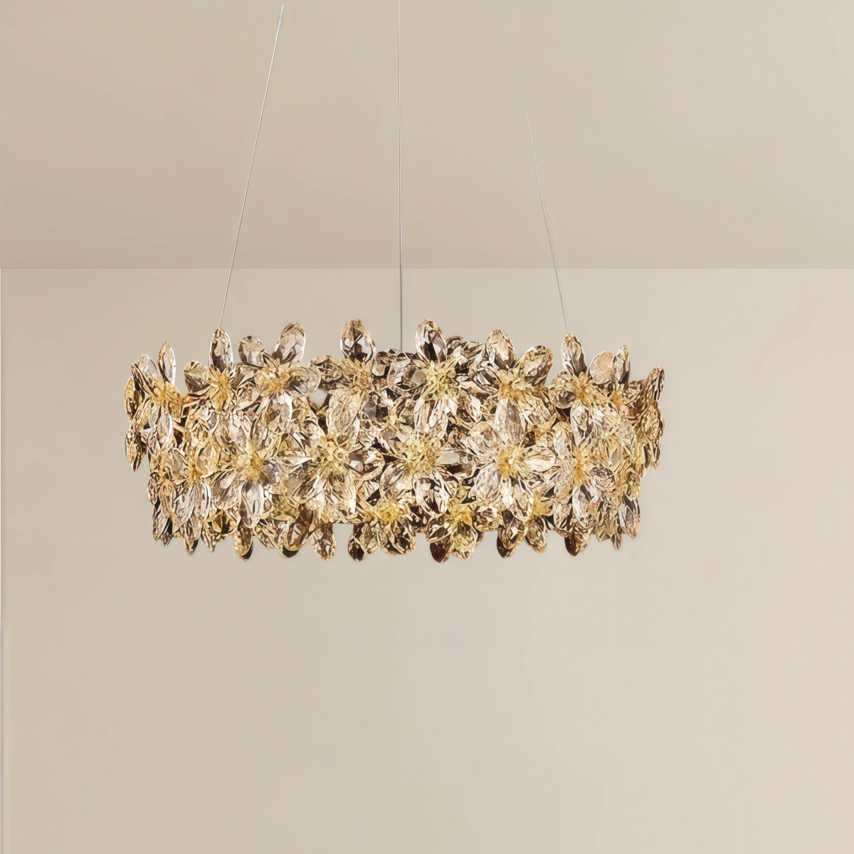 Excelis Luxury Crystal Flower Chandelier – Clear Crystal for Living Room / Dining Room