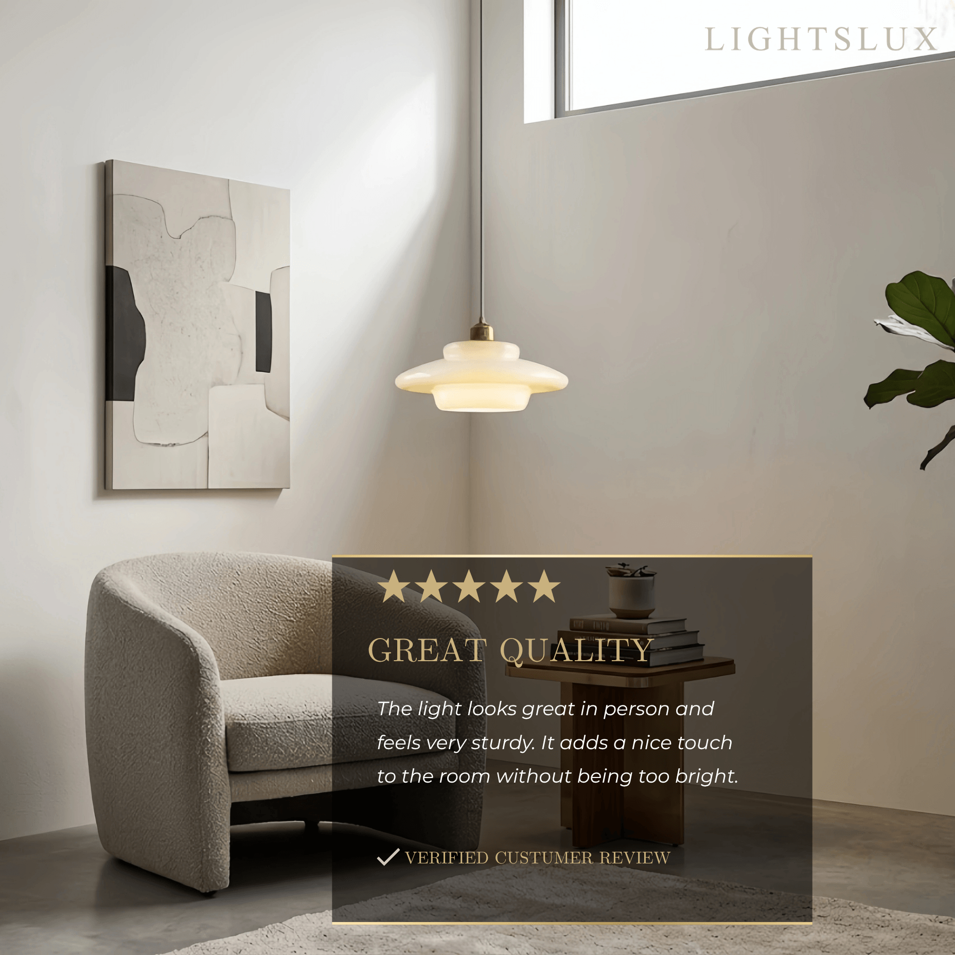 Minimalist Milk Glass Dome Pendant Light -- Frosted White