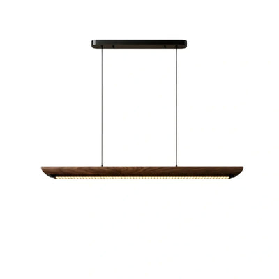 Modern Linear Pendant Light -- Walnut Wood & Metal