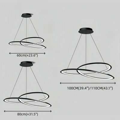 Arcato Nordic Swirl Chandelier – Black Metal Sculptural Design for Living Room / Dining Room