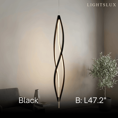 Arcato Art Deco Helix Pendant Light – Black/White Aluminum for Dining Room / Staircase