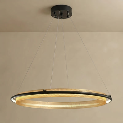 Vivara Post-Modern Ring Pendant Light – Black and Gold Metal for Dining Room 