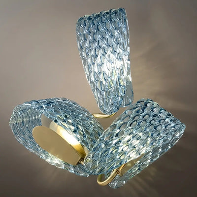 Art Deco Peacock Glass Wall Lamp -- Gold Frame