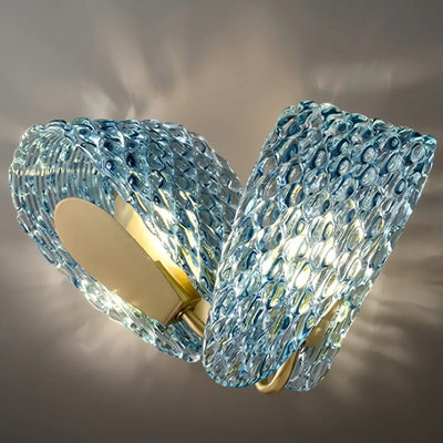 Art Deco Peacock Glass Wall Lamp -- Gold Frame
