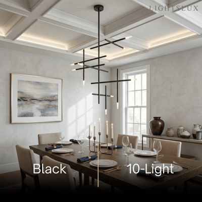 Modern Stick Chandelier -- Metal Gold or Black