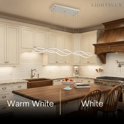 Modern Wavy Pendant Light -- Acrylic & Metal Black/White/Gold