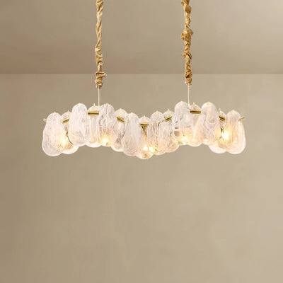 Velora Elegant Cloud Glass Linear Chandelier – Gold Frame for Dining Room