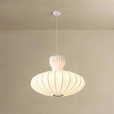 Crema Minimalist Silk Pendant Light – White Flying Saucer for Dining Room / Bedroom