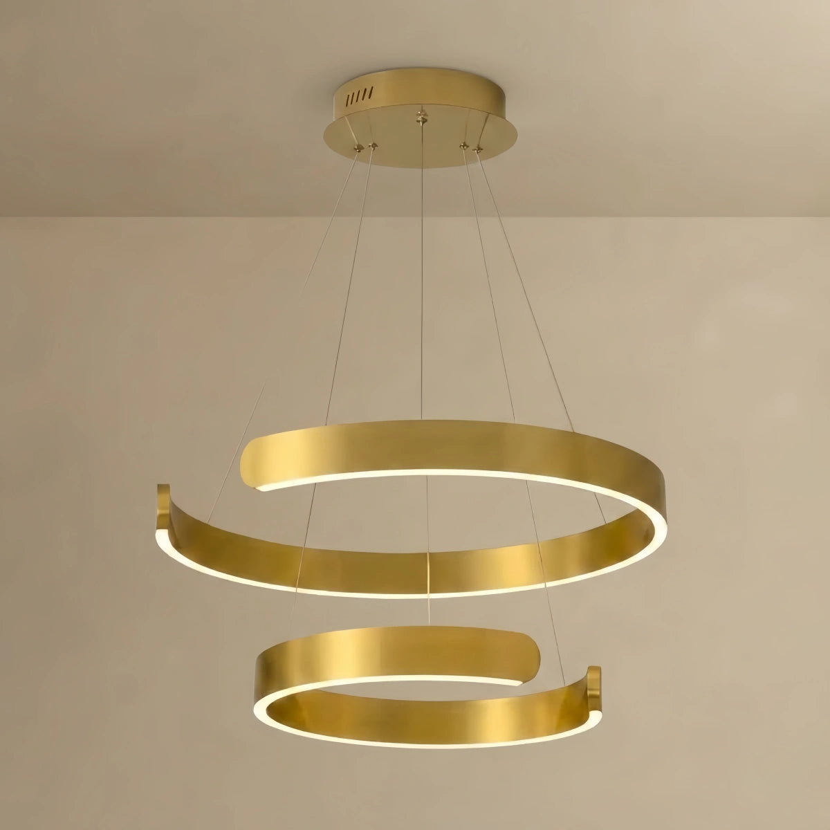 Modern Tiered Circular Chandelier – Gold Metal for Living Room, Dining Room, and Foyer