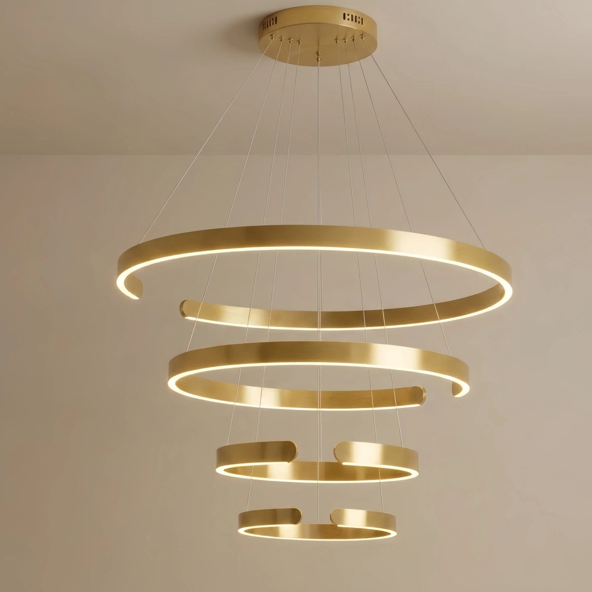 Tiered Circular Chandelier – Gold Metal for Living Room, Dining Room