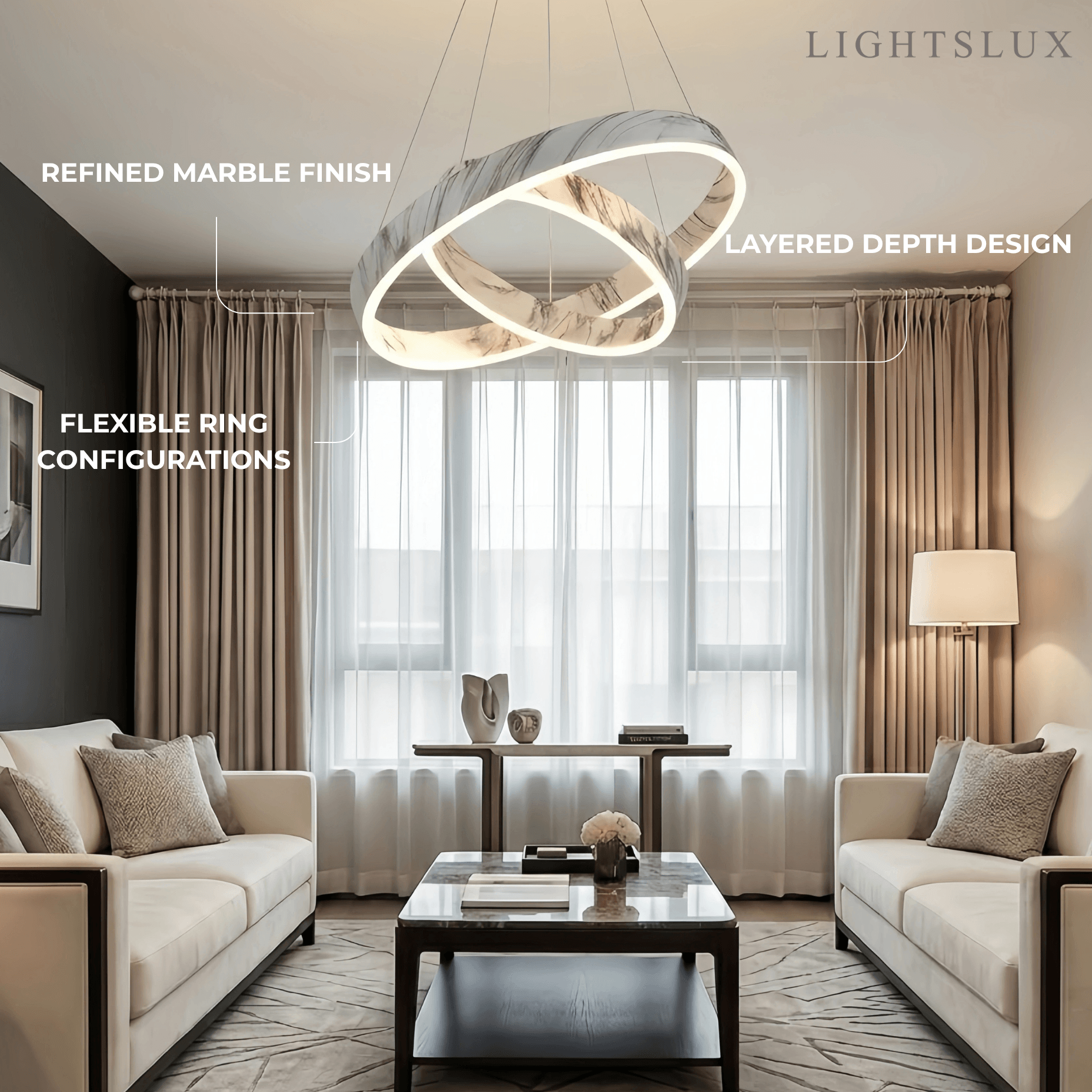 Contemporary Tiered Circular  Chandelier -- Marble