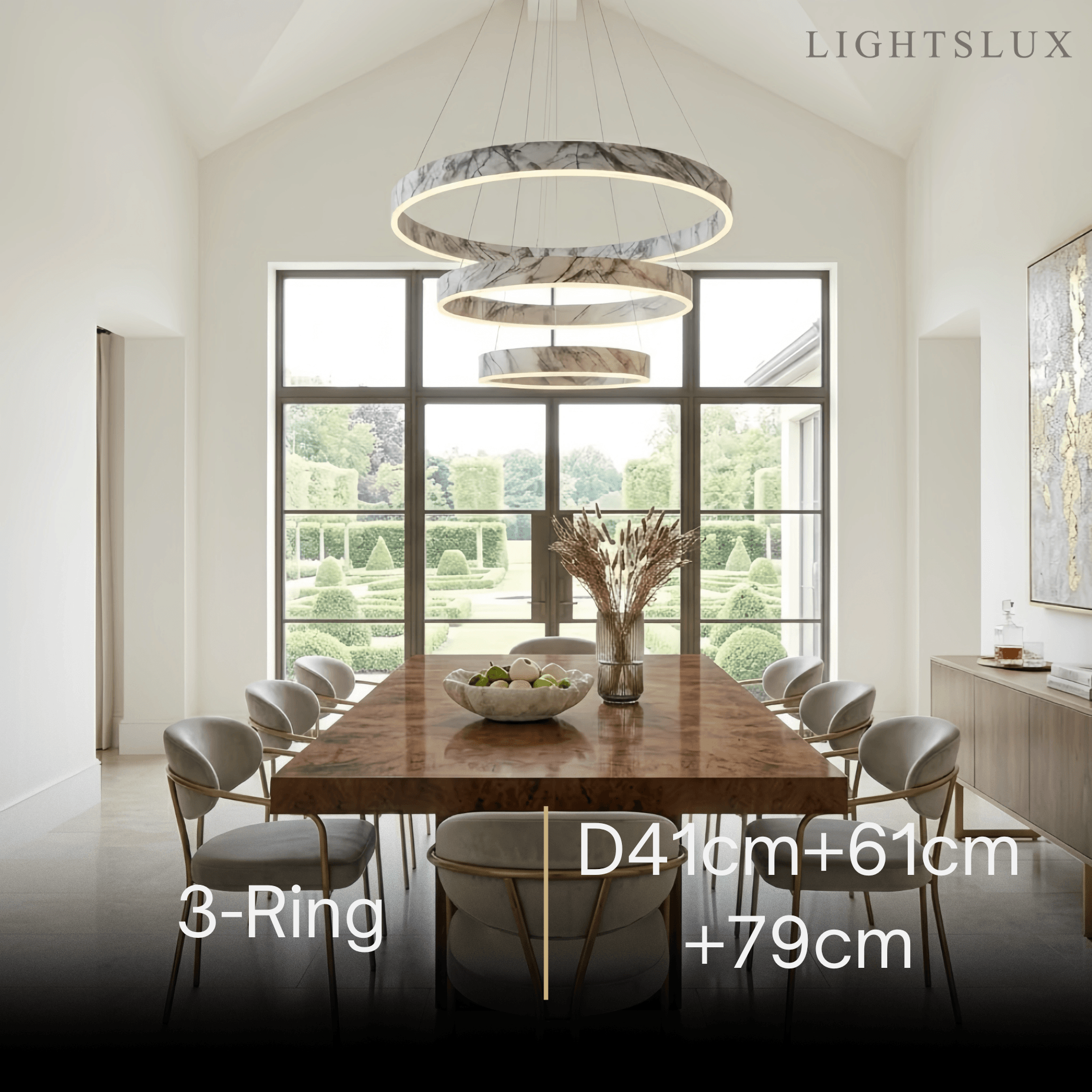 Contemporary Tiered Circular  Chandelier -- Marble