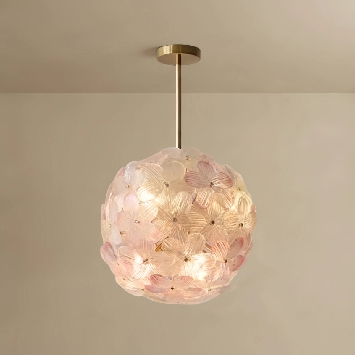 Vetro Art Deco Glass Orb Chandelier -- Pink for Bedroom Dining Room