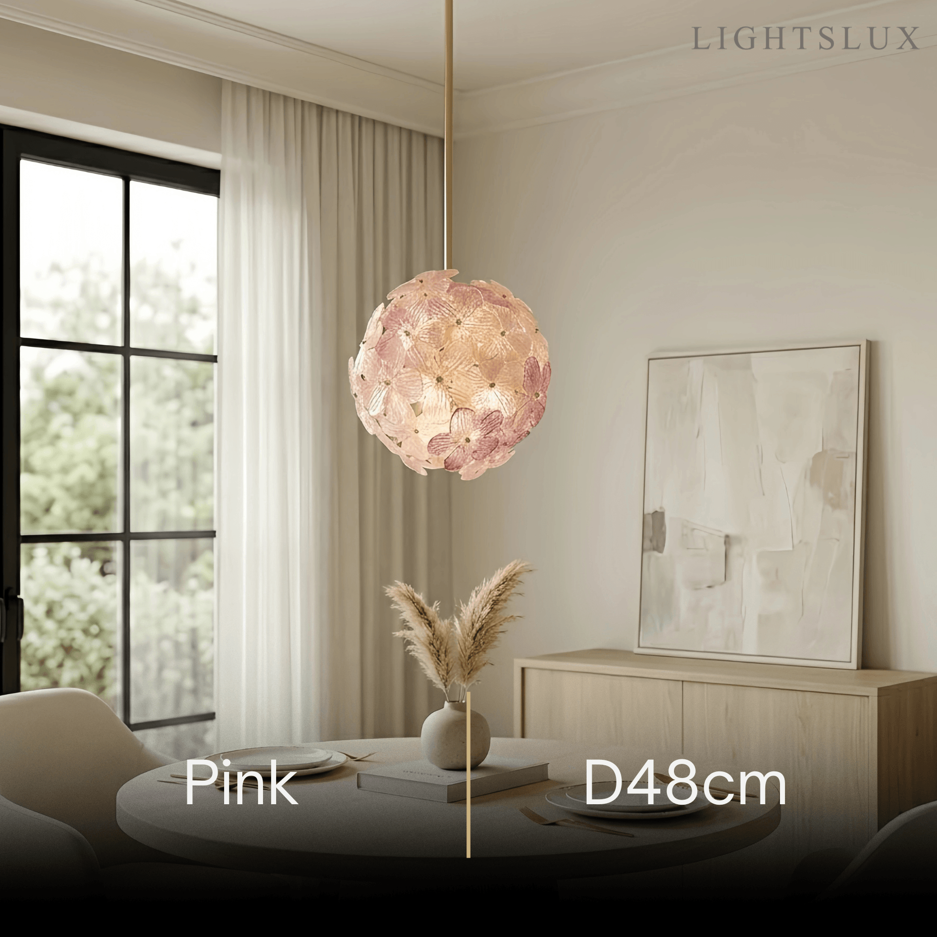 Art Deco Glass Orb Chandelier -- Pink