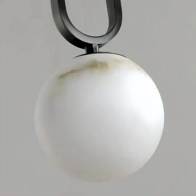 Alba Minimalist Alabaster Pendant Light – White Metal