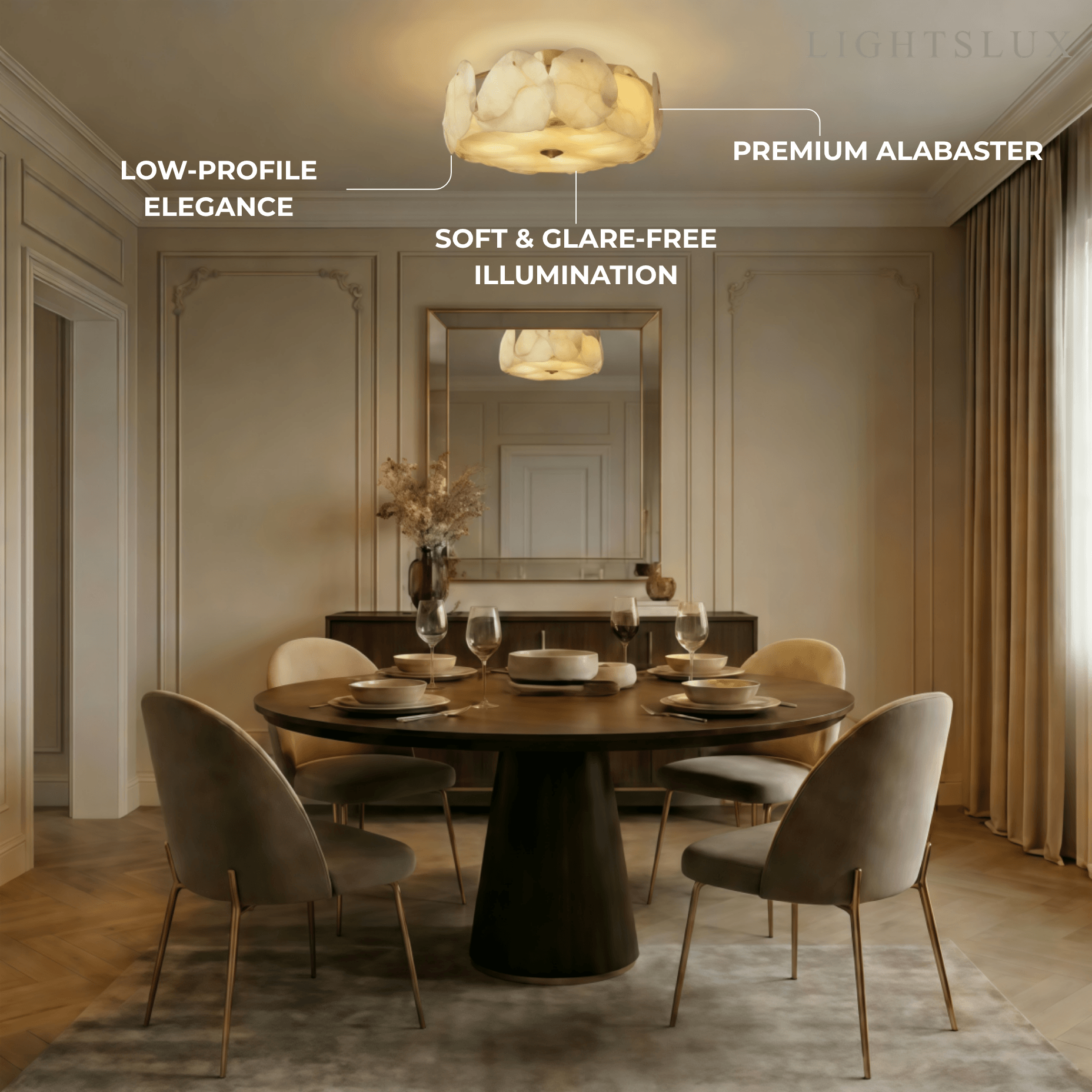 Alba Modern Alabaster Glass Ceiling Light 