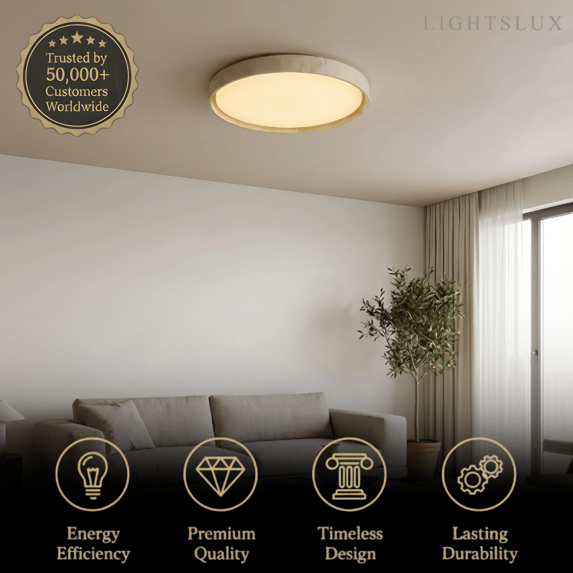 Strata Modern Minimalist Travertine Ceiling Light