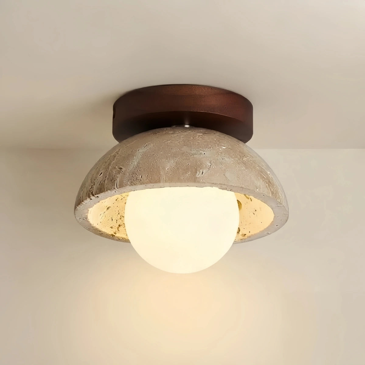 Strata Natural Pendant Light -- Wood Travertine Glass for Living Room Dining Room