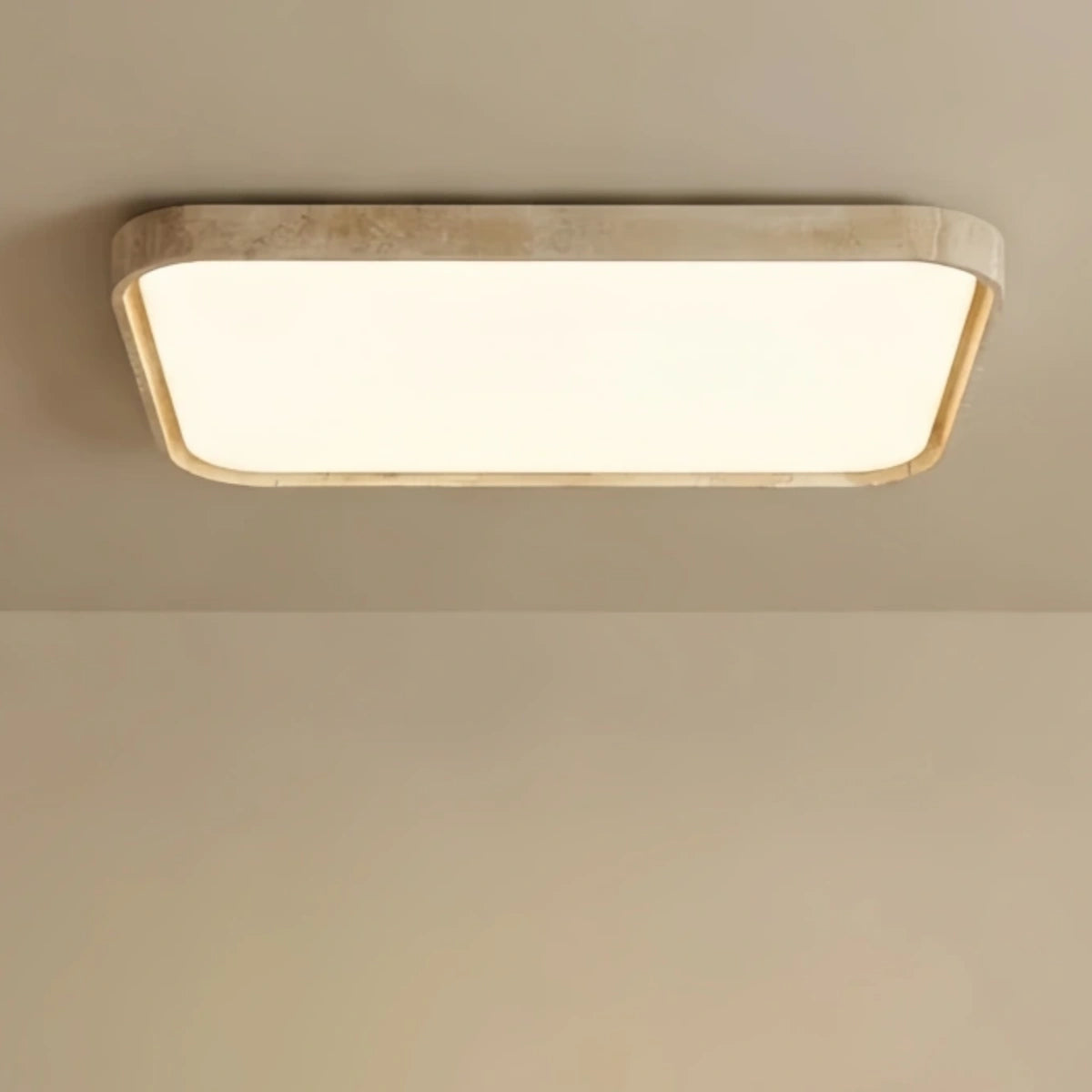 Strata Modern Travertine Ceiling Light -- Beige White Rectangular for Living Room Dining Room
