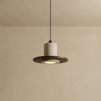 Strata Natural Travertine Pendant Light -- Beige Walnut for Dining Room Kitchen Island Living Room