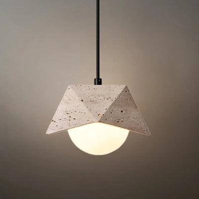 Strata Modern Travertine Pendant Light -- Beige White