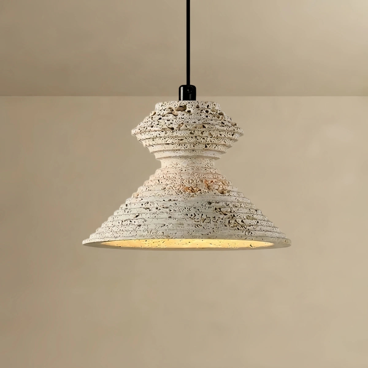 Minimalist Travertine Pendant Light - Yellow Stone for Kitchen Island, Dining Room and Bedroom