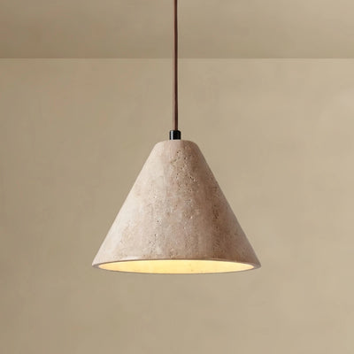 Pendant Light – Yellow Travertine & Walnut Wood for Kitchen Island, Dining Room, Bedroom