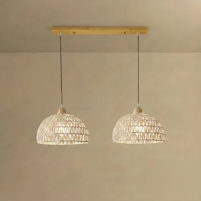 Pendant Light – Rattan & Wood for Living Room Dining Room