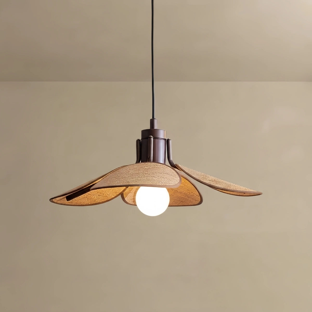 Bamburo Natural Rattan Pendant Lamp -- Light Brown/Dark Brown for Living Room