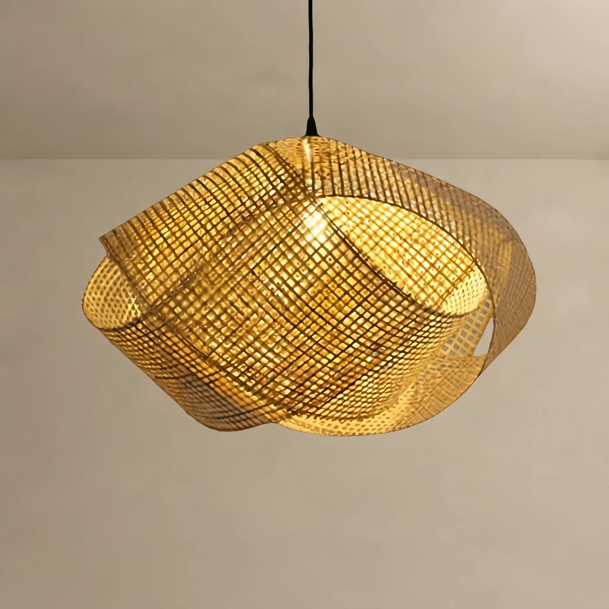 Bamburo Modern Rattan Pendant Light -- Natural Rattan for Living Room Dining Room Bedroom