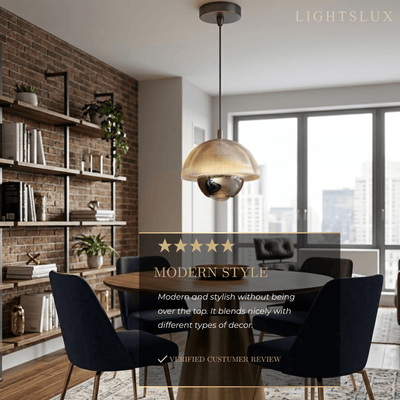 Velora Artistic Pendant Light -- Iron & Aluminum with Acrylic Shade, Pearl Black for Bedroom Dining Room