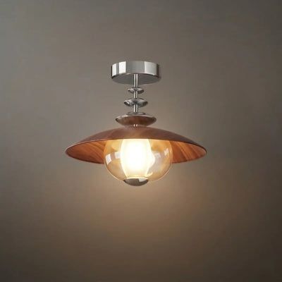 Irondale Vintage French Cream Ceiling Light -- Glass & Iron for Hallway