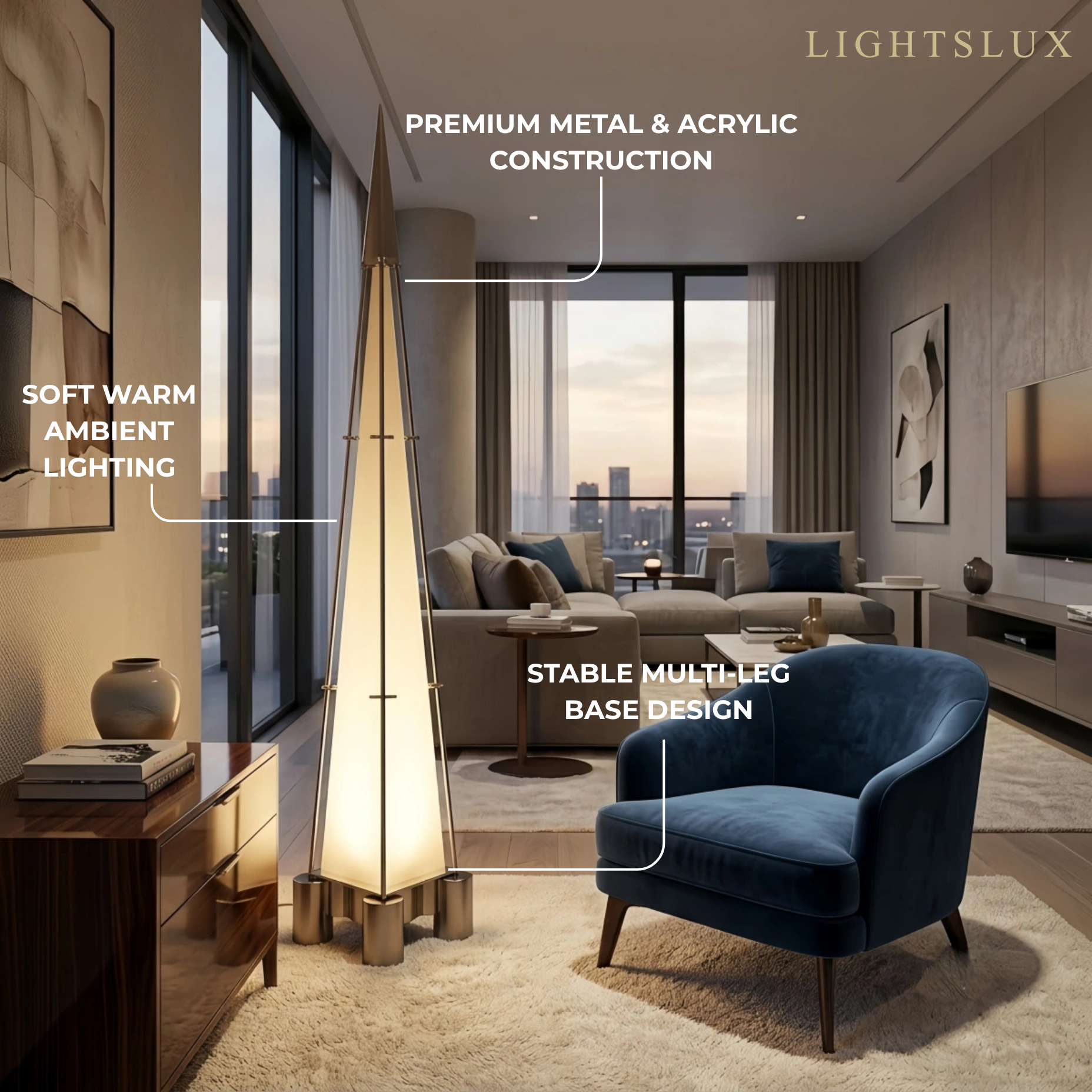 Industrial-style Pyramid Floor Lamp -Bedroom/Living Room