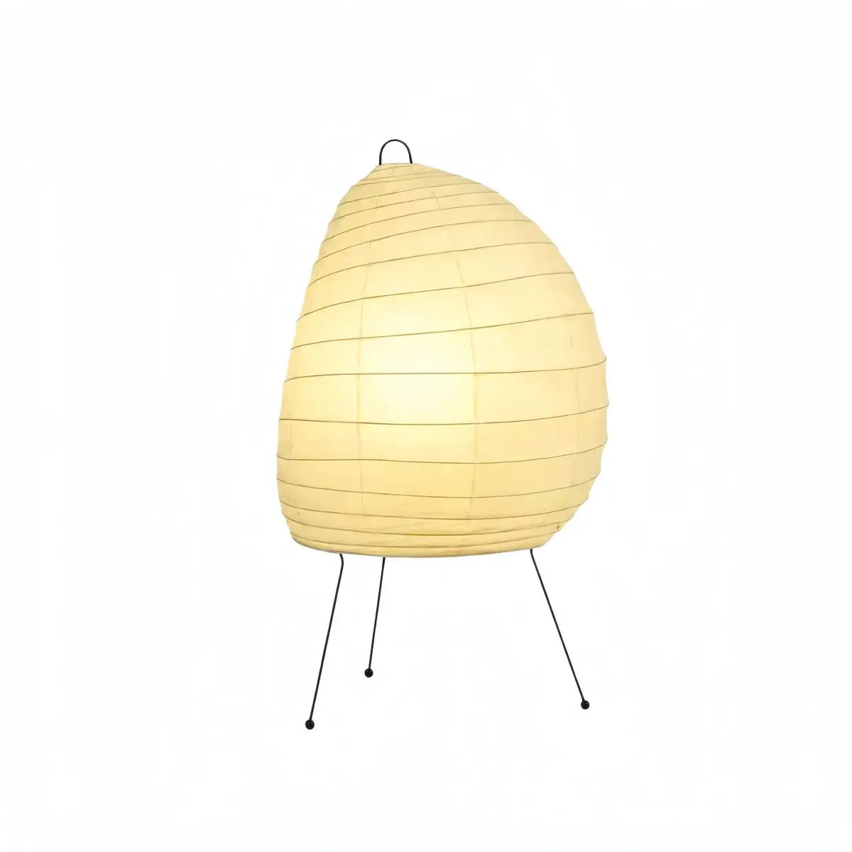 Zenno Japanese Table Lamp -- Metal & Rice Paper Beige for Bedroom