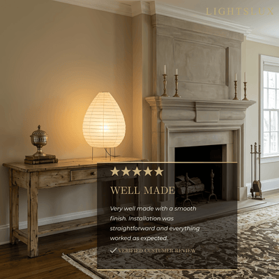 Table Lamp -- Iron & Rice Paper for Living Room