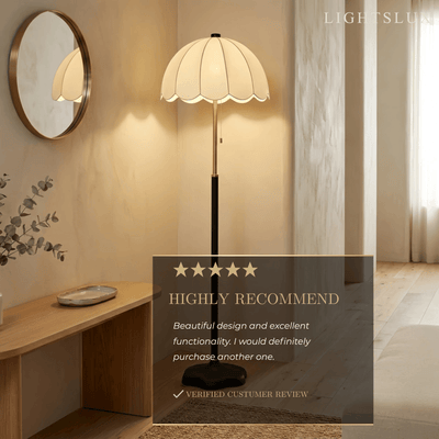 Irondale Vintage Petal Pleated Floor Lamp -- Iron & Fabric for Bedroom 