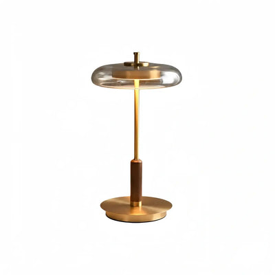 Vetro Table Lamp -- Glass Wood Brass for Bedoom