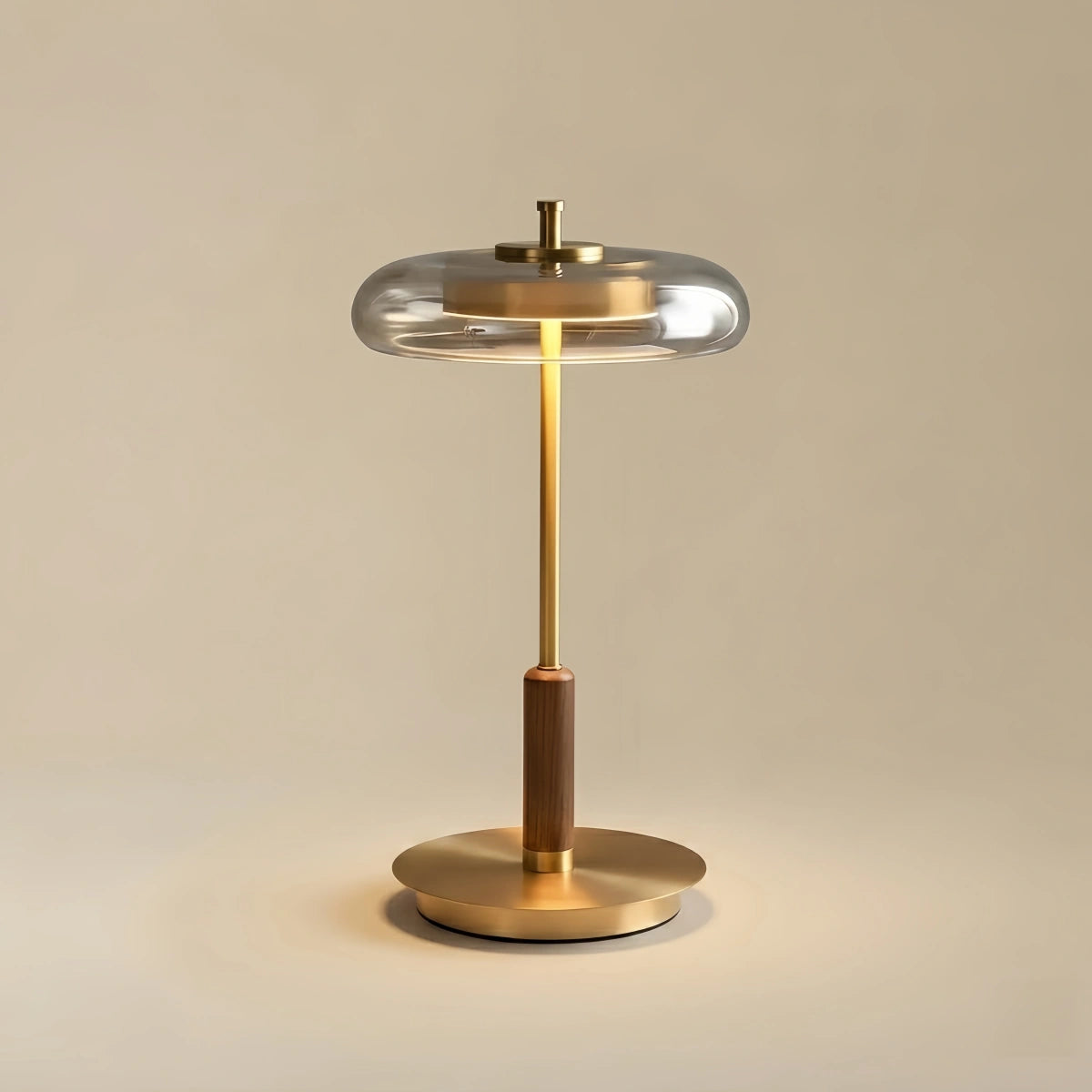 Vetro Classical Table Lamp -- Glass Walnut Brass for Bedoom