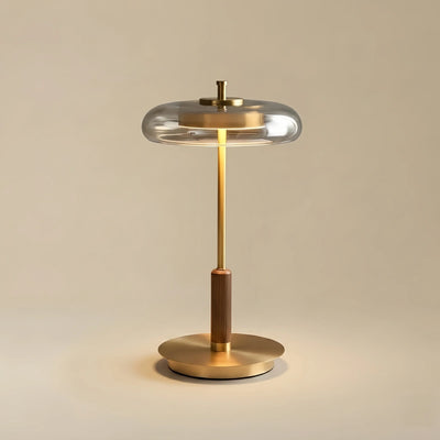 Vetro Classical Table Lamp -- Glass Walnut Brass for Bedoom