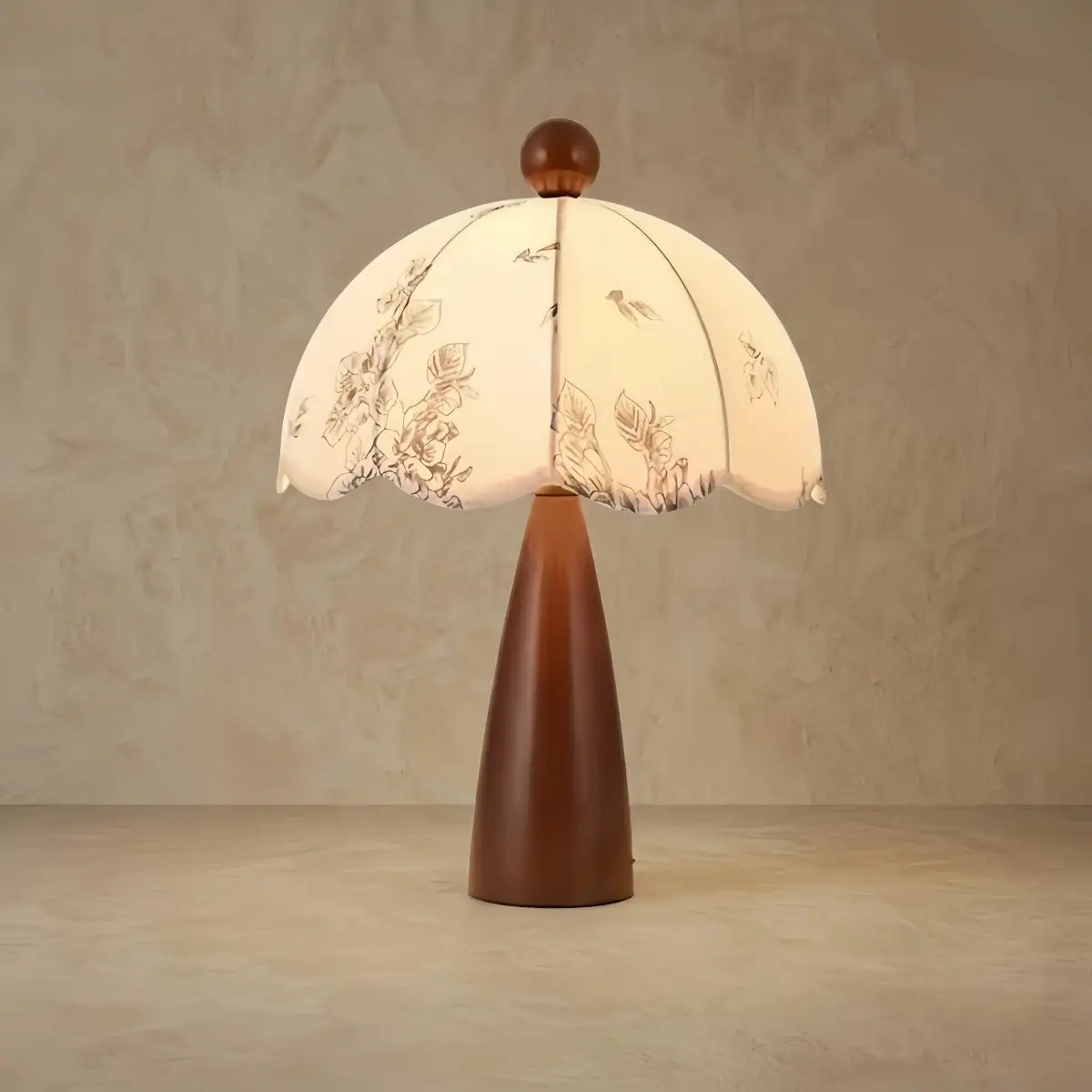Lunara Modern Table Lamp--Oak Elastic Fabric for Dining Room
