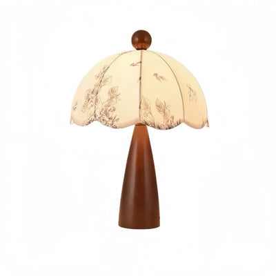 Lunara Modern Table Lamp--Oak Wood & Elastic Fabric for Bedroom