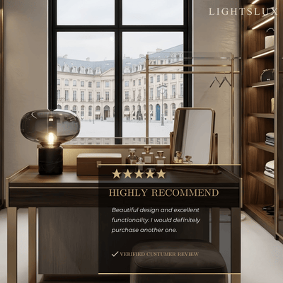 Luxury Table Lamp – Smoke Grey or Amber for Bedroom