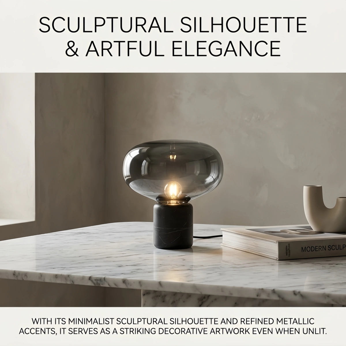 Vetro Luxury Table Lamp – Smoke Grey or Amber for Dining Room