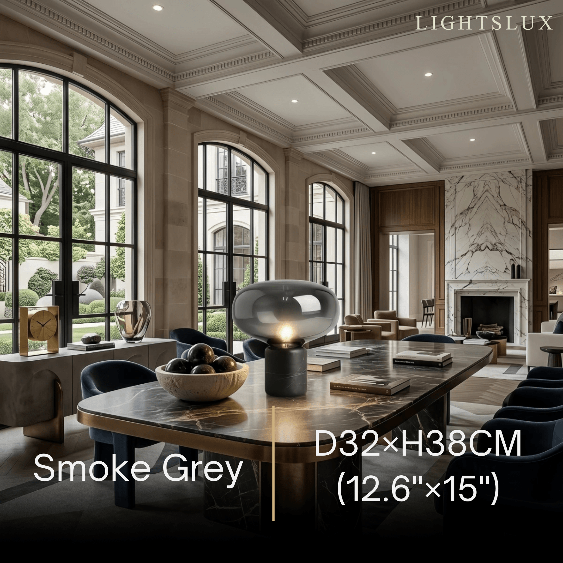 Vetro Luxury Table Lamp – Smoke Grey or Amber for Living Room